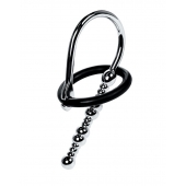 Серебристый уретральный плаг-бусины TOYFA Metal с мягким фиксириющим кольцом - ToyFa - купить с доставкой в Ярославле