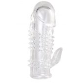 Прозрачная гелевая насадка с шипами и клиторальным отростком - 13 см. - Toyfa Basic - в Ярославле купить с доставкой