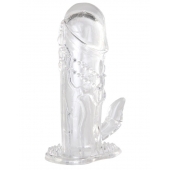 Прозрачная гелевая насадка с клиторальным отростком - 13 см. - Toyfa Basic - в Ярославле купить с доставкой