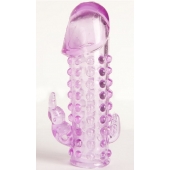 Закрытая фиолетовая насадка с 2 отростками - 13 см. - Toyfa Basic - в Ярославле купить с доставкой