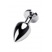 Серебристая коническая анальная пробка с красным кристаллом - 8 см. - ToyFa - купить с доставкой в Ярославле