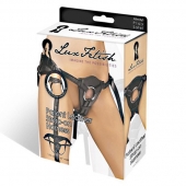 Черные трусики для страпона из патентованной кожи - Lux Fetish - купить с доставкой в Ярославле
