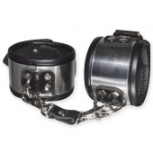 Эффектные серебристо-черные наручники с металлическим блеском - Sitabella - купить с доставкой в Ярославле