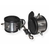 Серебристо-черные наручники с шипами и металлическим блеском - Sitabella - купить с доставкой в Ярославле