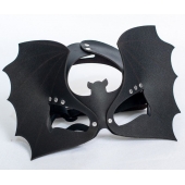 Черная кожаная маска на глаза  Летучая мышь - Sitabella - купить с доставкой в Ярославле