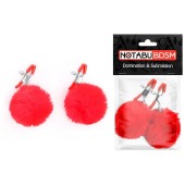 Зажимы для сосков с красным пушком - Notabu - купить с доставкой в Ярославле