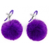 Зажимы для сосков с фиолетовым пушком - Notabu - купить с доставкой в Ярославле