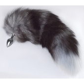 Серебристая анальная пробка с пушистым хвостом - Sitabella - купить с доставкой в Ярославле