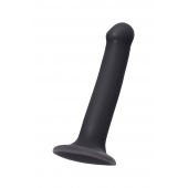 Черный фаллос на присоске Silicone Bendable Dildo M - 18 см. - Strap-on-me - купить с доставкой в Ярославле