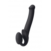 Черный безремневой страпон Silicone Bendable Strap-On M - Strap-on-me - купить с доставкой в Ярославле