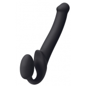 Черный безремневой страпон Silicone Bendable Strap-On M - Strap-on-me - купить с доставкой в Ярославле