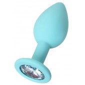 Мятная анальная пробка с прозрачным кристаллом Brilliant - 7 см. - ToyFa - купить с доставкой в Ярославле