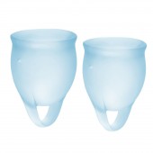 Набор голубых менструальных чаш Feel confident Menstrual Cup - Satisfyer - купить с доставкой в Ярославле