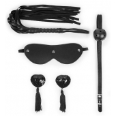 Эротический набор в черном цвете: маска, кляп, пэстисы, плётка - Notabu - купить с доставкой в Ярославле