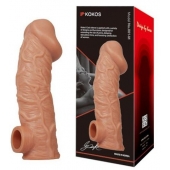 Телесная насадка на фаллос с отверстием для мошонки EXTREME SLEEVE - 17,6 см. - KOKOS - в Ярославле купить с доставкой