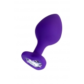 Фиолетовая анальная втулка Diamond Heart с прозрачным кристаллом - 8 см. - ToyFa - купить с доставкой в Ярославле