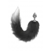 Серебристая анальная пробка с черным хвостом Galaxy - Lola Games - купить с доставкой в Ярославле