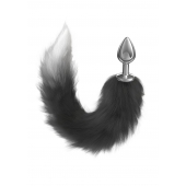 Серебристая анальная пробка с черным хвостом Starlit - Lola Games - купить с доставкой в Ярославле