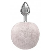 Серебристая анальная пробка с белым пушистым хвостиком Twinkle - Lola Games - купить с доставкой в Ярославле