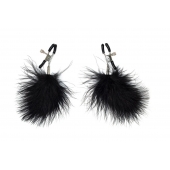 Зажимы на соски с черным пухом Euphoric - Lola Games - купить с доставкой в Ярославле