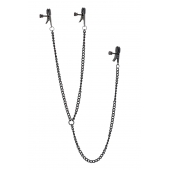 Черные зажимы на соски и клитор на цепочке DELUXE NIPPLE   CLIT CLAMPS - Dream Toys - купить с доставкой в Ярославле