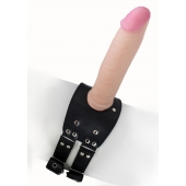 Черный узкий пояс на бедро с телесной насадкой - LOVETOY (А-Полимер) - купить с доставкой в Ярославле