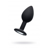 Черная анальная втулка с прозрачным стразом - 7,2 см. - POPO Pleasure - купить с доставкой в Ярославле