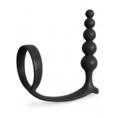 Черная анальная цепочка с эрекционным кольцом Ass-gasm Cockring Anal Beads - Pipedream - в Ярославле купить с доставкой