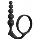 Черная анальная цепочка с эрекционным кольцом Ass-gasm Cockring Anal Beads - Pipedream - в Ярославле купить с доставкой