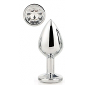Серебристая анальная втулка с прозрачным кристаллом - 7,1 см. - Dream Toys - купить с доставкой в Ярославле