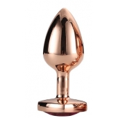 Золотистая анальная втулка с кристаллом-сердечком розового цвета - 7,1 см. - Dream Toys - купить с доставкой в Ярославле