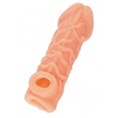 Телесная закрытая насадка с венками Cock Sleeve Size S - 13,8 см. - KOKOS - в Ярославле купить с доставкой