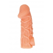 Телесная закрытая насадка с венками Cock Sleeve Size L - 17,6 см. - KOKOS - в Ярославле купить с доставкой