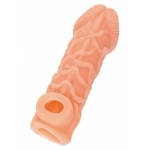 Телесная закрытая насадка с венками Cock Sleeve Size L - 17,6 см. - KOKOS - в Ярославле купить с доставкой