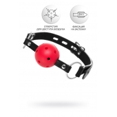 Красный кляп-шар на черных ремешках - ToyFa - купить с доставкой в Ярославле