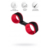 Красно-черные велюровые наручники Anonymo - ToyFa - купить с доставкой в Ярославле