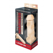 Поясной фаллоимитатор с мошонкой телесного цвета - 18 см. - LOVETOY (А-Полимер) - купить с доставкой в Ярославле