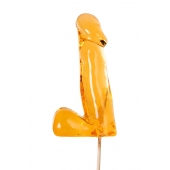 Оранжевый леденец в форме пениса со вкусом аморетто - Sosuчki - купить с доставкой в Ярославле