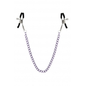 Зажимы для сосков с фиолетовой цепочкой Sweet Caress Nipple Chain - Sweet Caress - купить с доставкой в Ярославле