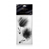 Зажимы на соски с черными пуховыми кисточками Sweet Caress Feather Nipple Clumps - Sweet Caress - купить с доставкой в Ярославле