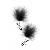 Зажимы на соски с черными пуховыми кисточками Sweet Caress Feather Nipple Clumps - Sweet Caress - купить с доставкой в Ярославле