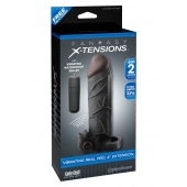 Чёрная вибронасадка с кольцом Vibrating Real Feel 2 Extension - 16 см. - Pipedream - в Ярославле купить с доставкой