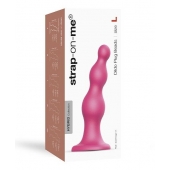 Розовая насадка Strap-On-Me Dildo Plug Beads size L - Strap-on-me - купить с доставкой в Ярославле