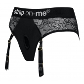 Черные трусики для насадок Diva Lingerie Harness - size S - Strap-on-me - купить с доставкой в Ярославле