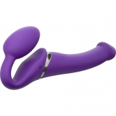 Фиолетовый безремневой вибрострапон Silicone Bendable Strap-On - size M - Strap-on-me - купить с доставкой в Ярославле