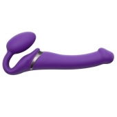 Фиолетовый безремневой вибрострапон Silicone Bendable Strap-On - size M - Strap-on-me - купить с доставкой в Ярославле