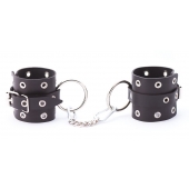 Черные кожаные наручники с люверсами - Crazy Handmade - купить с доставкой в Ярославле