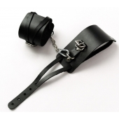 Черные кожаные оковы с креплением в виде веревочек - Crazy Handmade - купить с доставкой в Ярославле