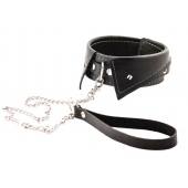 Черный ошейник-воротничок с металлическим поводком - Crazy Handmade - купить с доставкой в Ярославле