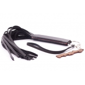 Черная кожаная плеть с удобной ручкой - 50 см. - Crazy Handmade - купить с доставкой в Ярославле